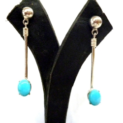 Semi Precious Jewelry Turquoise Sterling Silver Drop Earring